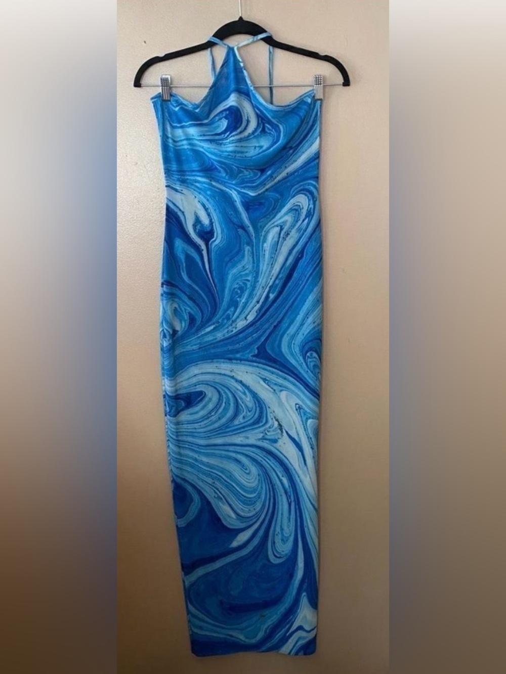 NWT Farai London X REVOLVE Saira Dress Blue Marble Size Large Resort Beach Party - Picture 4 of 7